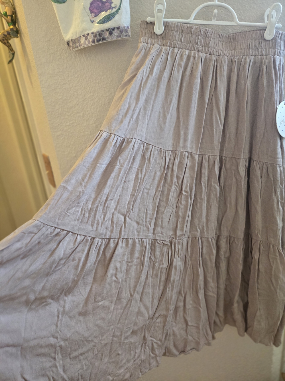 Passport Women’s Tiered Midi Skirt - Light Taupe